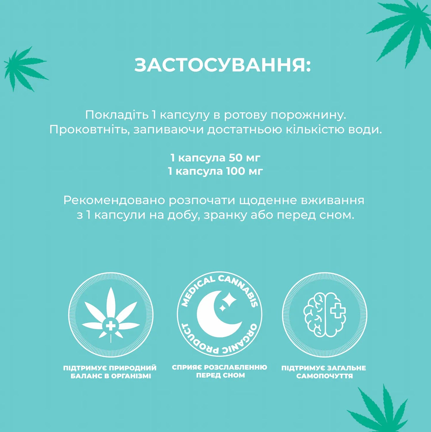 CBD capsules 1500 mg, 30 capsules of 50 mg 